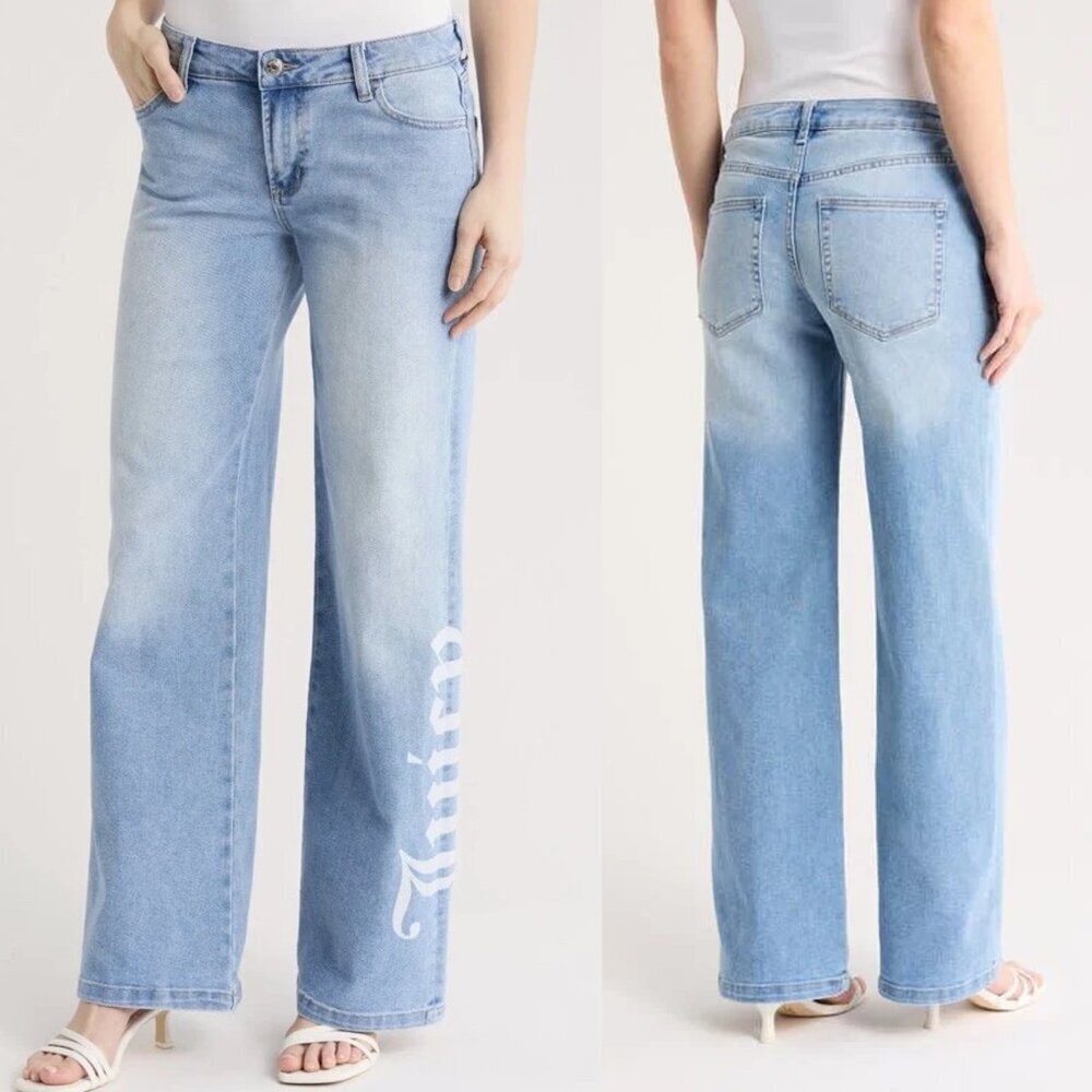 NWT New Juicy Couture Low Rise Abbot Side Seam Logo Jeans Size 31